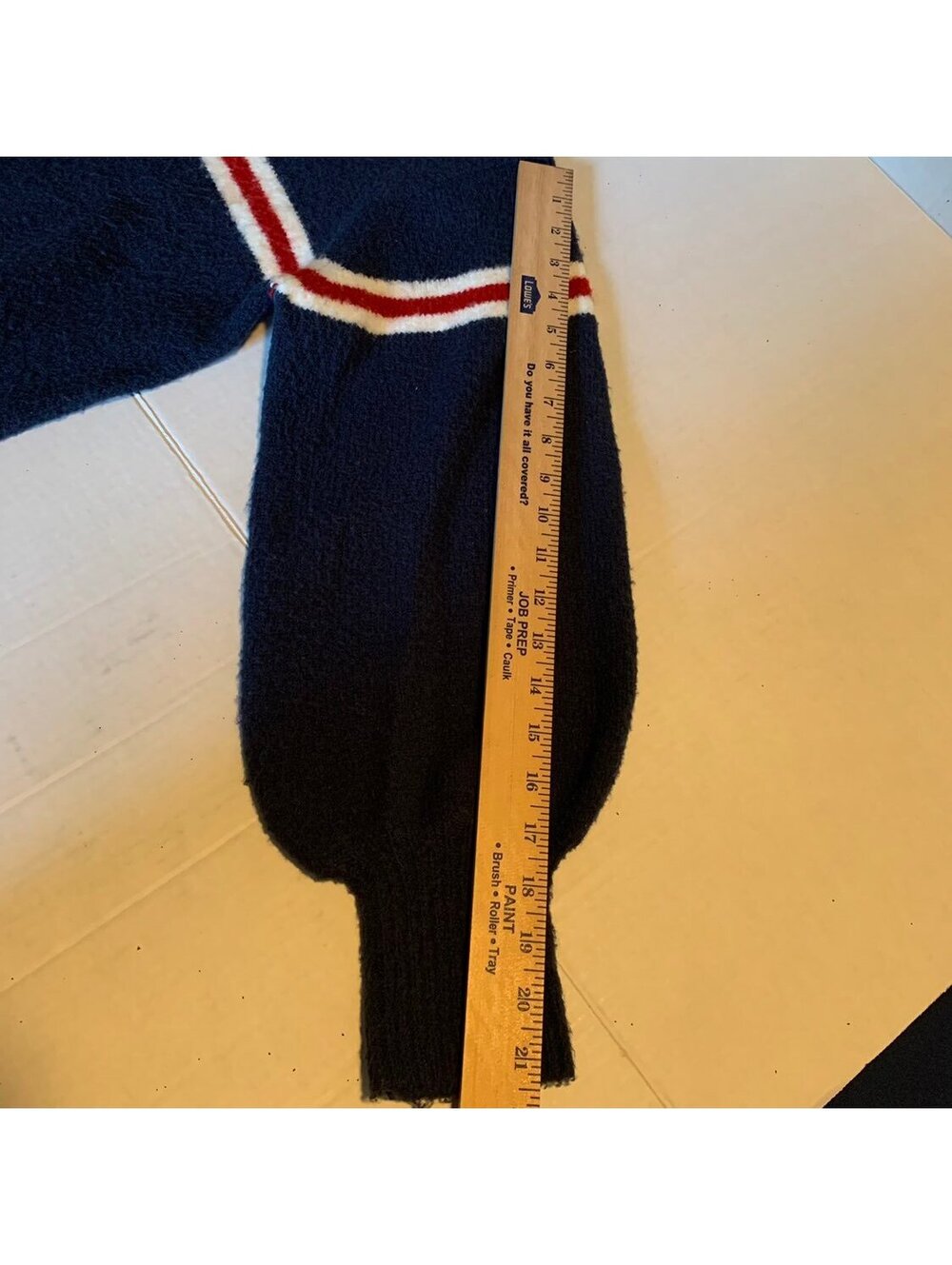 Mango W2K Basics Navy Blue Turtleneck Sweater Red and White Stripes, Size XS - Picture 5 of 7